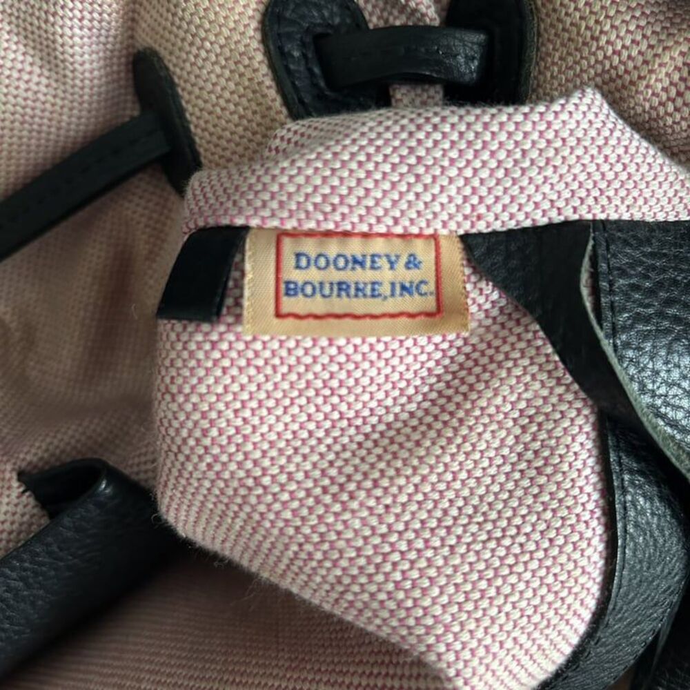 Dooney & Bourke Pebbled Leather Drawstring Tote Satchel Black Contrast Stitch - Picture 11 of 15